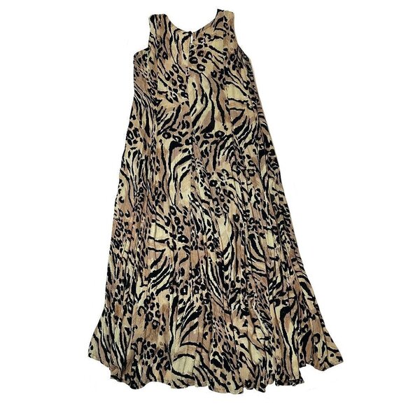 Vintage M.P.H. Sleeveless V-Neck Animal Print Rayon Maxi Dress Size Medium - Picture 2 of 4